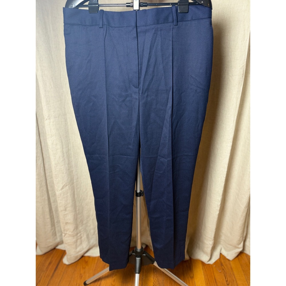Reiss Hallie Wool Blend Slim Leg Trousers Womens 12 Navy Tailored Office Pants